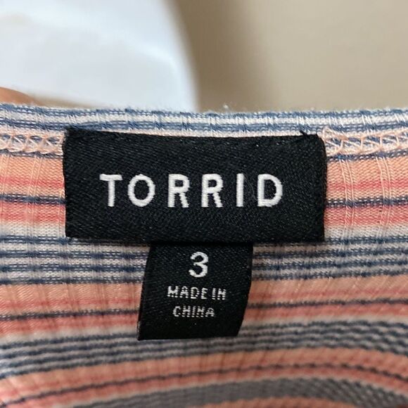 Torrid Multi Striped Ribbed Bodycon Dress 3X - Picture 2 of 7